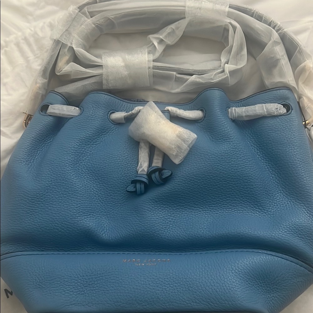 Marc Jacobs Blue Shoulder Bag with Drawstring Closure